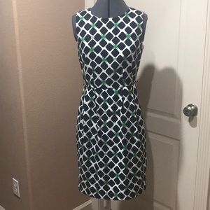 Navy print dress with pockets